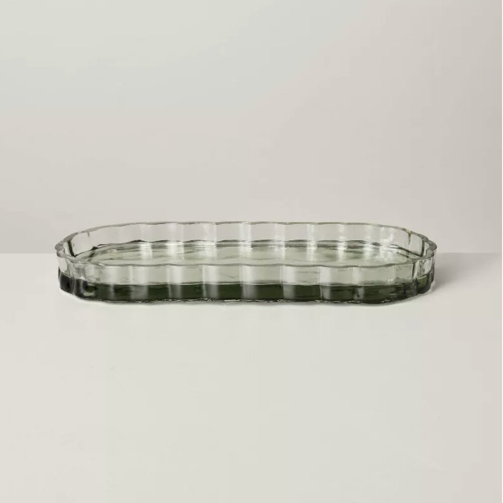 Fluted Glass Bathroom Tray Light Green - Hearth & Hand™ with Magnolia NWT